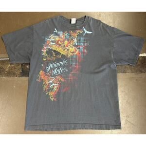 Vintage Y2K Miami Ink Crown Skull Grey Graphic T-shirt dated 2008
